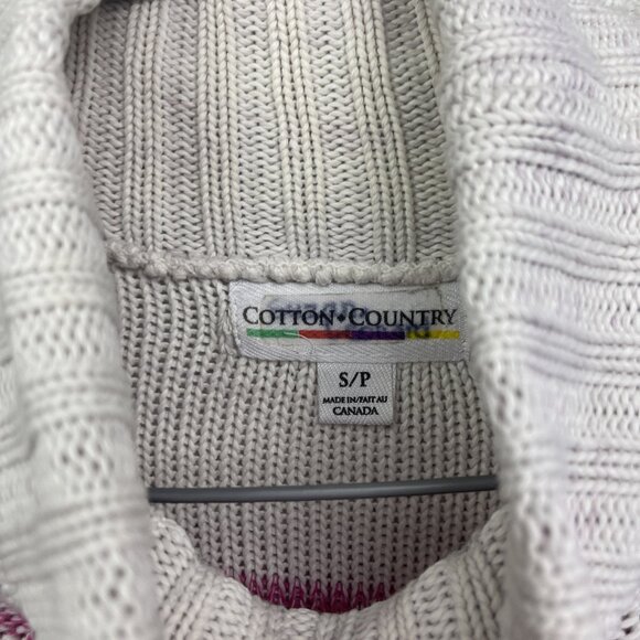 VTG Cotton Country Multicolor Sweater Women S Heavy 3D Cable Knit Canada made - Picture 6 of 16
